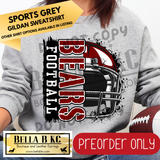 **PREORDER ONLY** Bears Football Split Helmet - Tee or Sweatshirt - 1 Week Turn Around from Date of Order