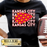 Kansas City Football Repeat with Heart Arrowhead Tee or Sweatshirt