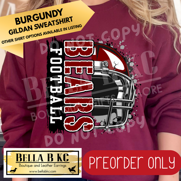 **PREORDER ONLY** Bears Football Split Helmet - Tee or Sweatshirt - 1 Week Turn Around from Date of Order