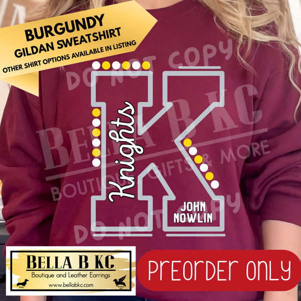 **PREORDER ONLY** John Nowlin Knights Lines/Dots B/W - Tee or Sweatshirt - 1 Week Turn Around from Date of Order