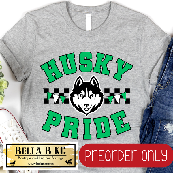 **PREORDER ONLY** Husky Pride Checkered Mascot Tee or Sweatshirt - 1 Week Turn Around from Date of Order