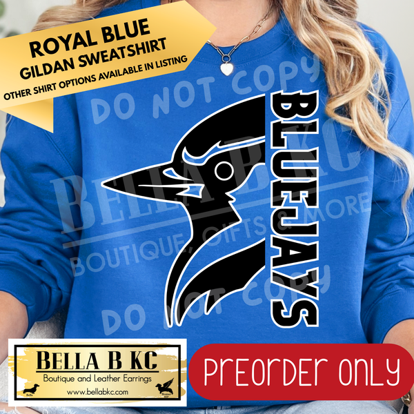 **PREORDER ONLY** Bluejays Split Mascot - Tee or Sweatshirt - 1 Week Turn Around from Date of Order