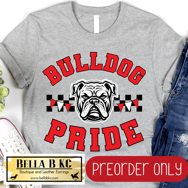 **PREORDER ONLY** Bulldog Pride Checkered Mascot Tee or Sweatshirt - 1 Week Turn Around from Date of Order