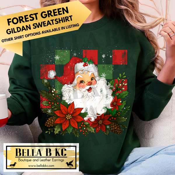 Christmas - Checkered Santa Red/Green Traditional - Multiple Shirt Options