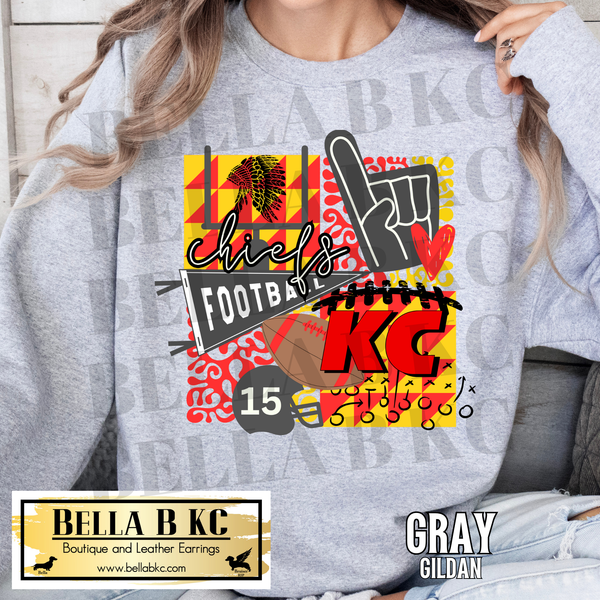 Kansas City Football KC Collage Tee or Sweatshirt