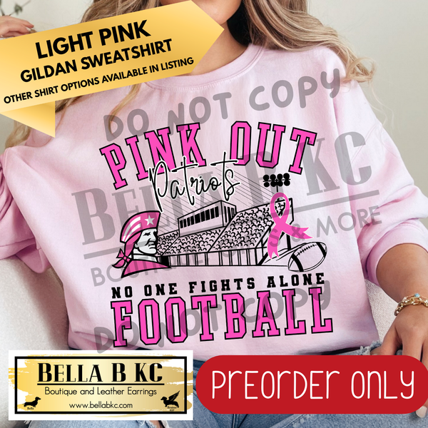 **PREORDER ONLY** Patriots Pink Out Football Bleachers - Tee or Sweatshirt - 1 Week Turn Around from Date of Order