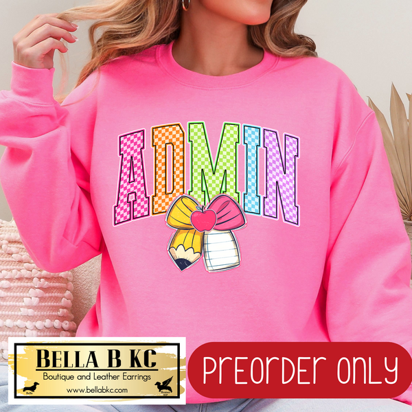 **PREORDER ONLY** Admin Neon Checkered - Tee or Sweatshirt - 1 Week Turn Around from Date of Order
