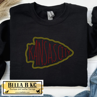 Kansas City Football Outlined Arrowhead - Metallic Holographic Spangle Tee or Sweatshirt