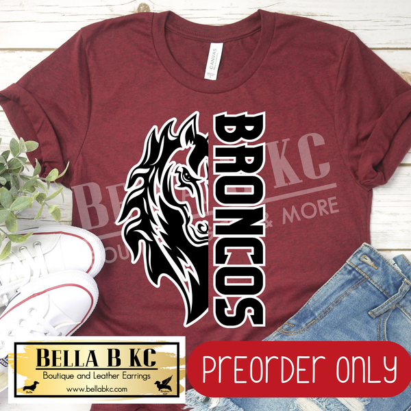 **PREORDER ONLY** Broncos Split Mascot - Tee or Sweatshirt - 1 Week Turn Around from Date of Order