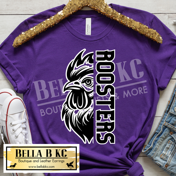 **PREORDER ONLY** Roosters Split Mascot - Tee or Sweatshirt - 1 Week Turn Around from Date of Order