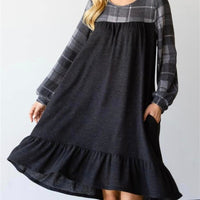 Cozy Plaid Long Sleeve Dress