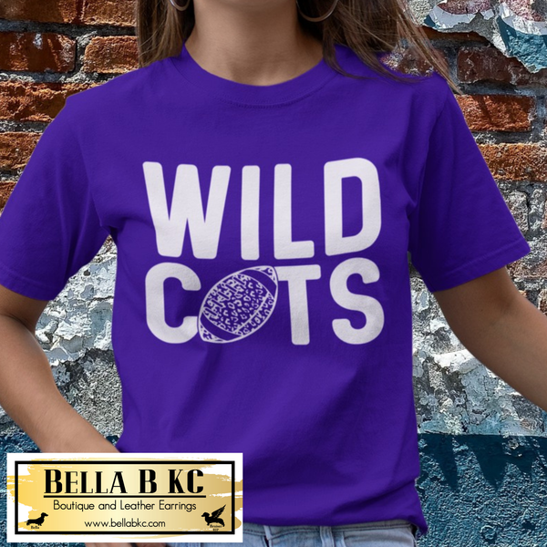 Wildcats Leopard Football - White Print - Tee or Sweatshirt