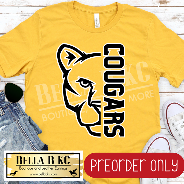 **PREORDER ONLY** Cougars Split Mascot - Tee or Sweatshirt - 1 Week Turn Around from Date of Order