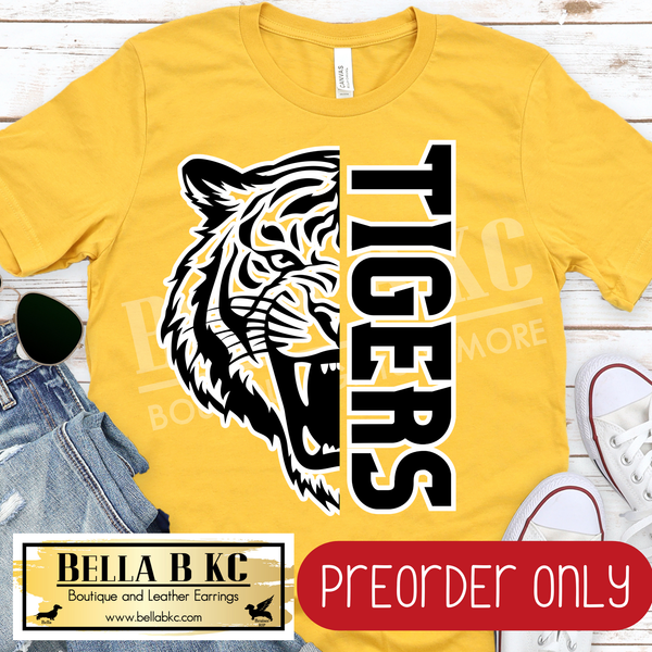 **PREORDER ONLY** Tigers Split Mascot - Tee or Sweatshirt - 1 Week Turn Around from Date of Order