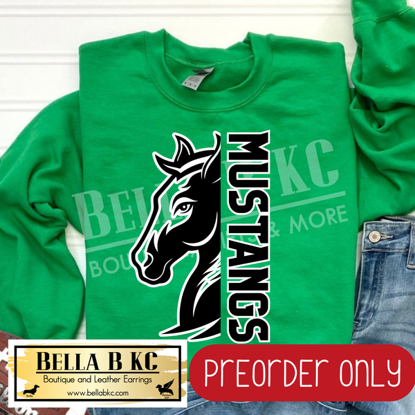 **PREORDER ONLY** Mustangs Split Mascot - Tee or Sweatshirt - 1 Week Turn Around from Date of Order