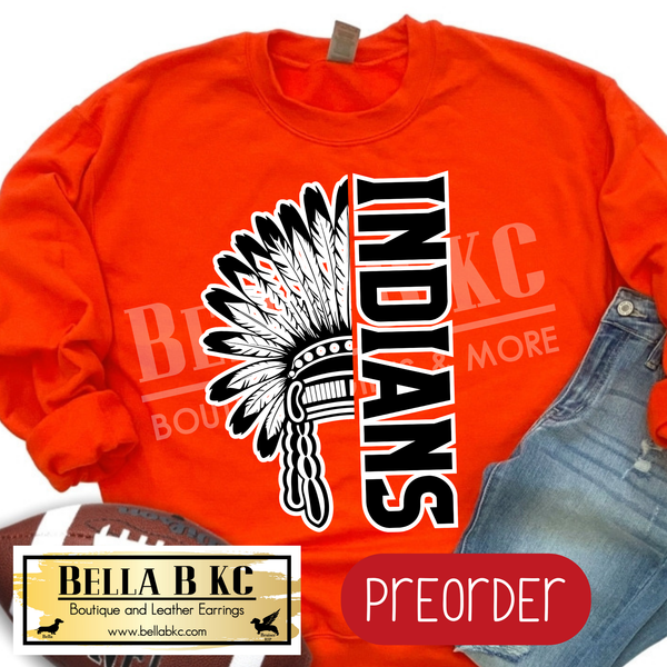 **PREORDER ONLY** Indians Split Mascot - Tee or Sweatshirt - 1 Week Turn Around from Date of Order