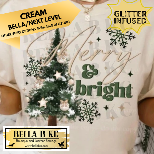 Christmas - Merry and Bright **GLITTER INFUSED INK** Multiple Shirt Options