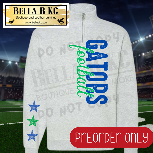 **PREORDER ONLY** Gators Football Vertical Mascot Quarter Zip or Sweatshirt - 1 Week Turn Around from Date of Order