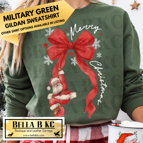 Christmas - Merry Christmas Bow Santa - Multiple Shirt Options