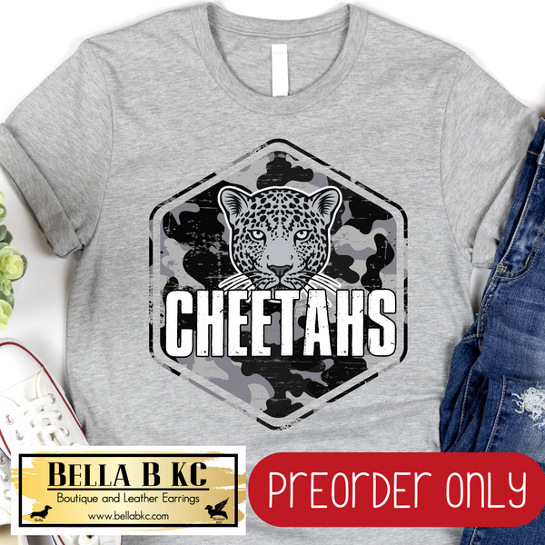 **PREORDER ONLY** Cheetahs Camo Mascot Tee or Sweatshirt - 1 Week Turn Around from Date of Order