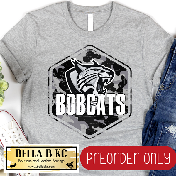 **PREORDER ONLY** Bobcats Camo Mascot Tee or Sweatshirt - 1 Week Turn Around from Date of Order