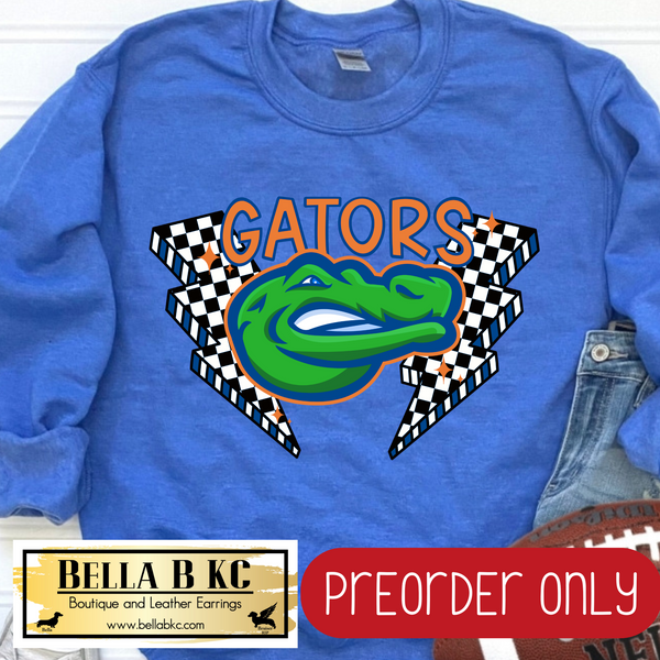 **PREORDER ONLY** Gators Lightning Checkered Tee or Sweatshirt - 1 Week Turn Around from Date of Order