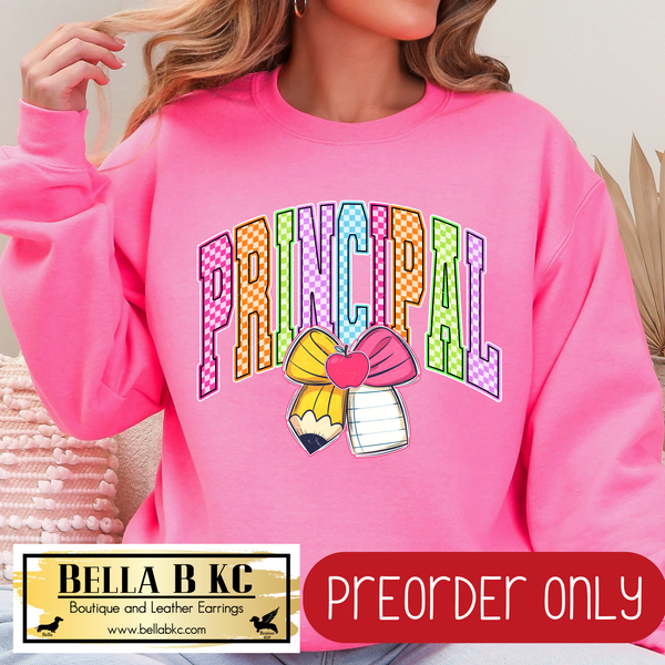 **PREORDER ONLY** Principal Neon Checkered - Tee or Sweatshirt - 1 Week Turn Around from Date of Order