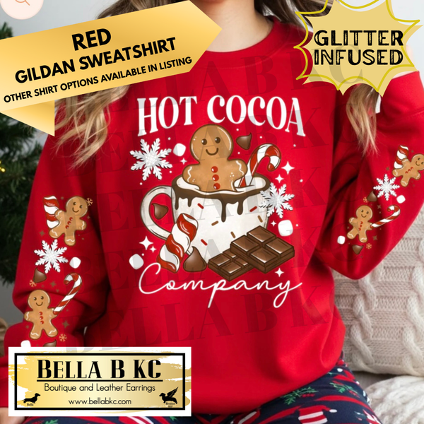 Christmas - Gingerbread Hot Cocoa Company WITH SLEEVES **GLITTER INFUSED INK** - Multiple Shirt Options