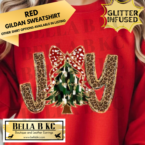 Christmas - Joy Leopard **GLITTER INFUSED INK** - Multiple Shirt Options