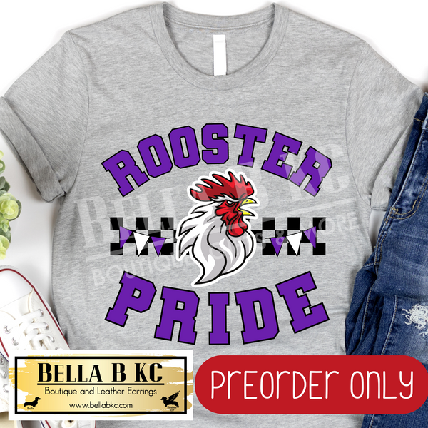 **PREORDER ONLY** Rooster Pride Checkered Mascot Tee or Sweatshirt - 1 Week Turn Around from Date of Order