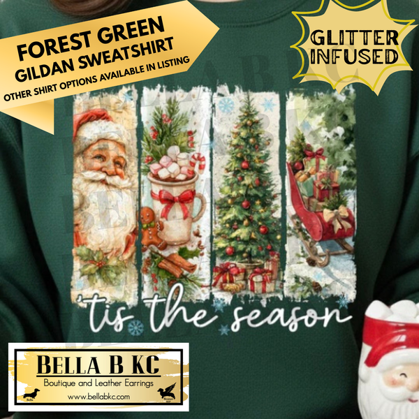 Christmas - Tis The Season Traditional Panel **GLITTER INFUSED INK** - Multiple Shirt Options