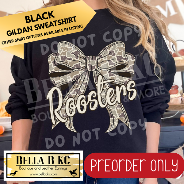 **PREORDER ONLY** Roosters Camo Coquette Bow - Tee or Sweatshirt - 1 Week Turn Around from Date of Order