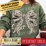 **PREORDER ONLY** Super Cats Camo Coquette Bow - Tee or Sweatshirt - 1 Week Turn Around from Date of Order