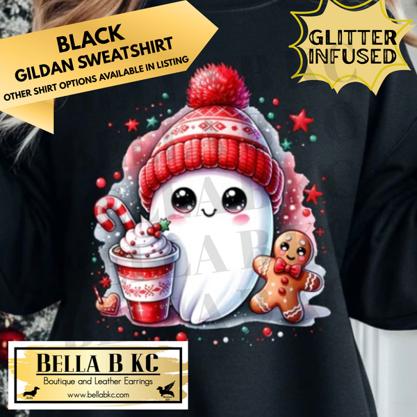 Christmas - Christmas Ghost Gingerbread **GLITTER INFUSED INK** - Multiple Shirt Options