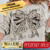 **PREORDER ONLY** Super Cats Camo Coquette Bow - Tee or Sweatshirt - 1 Week Turn Around from Date of Order