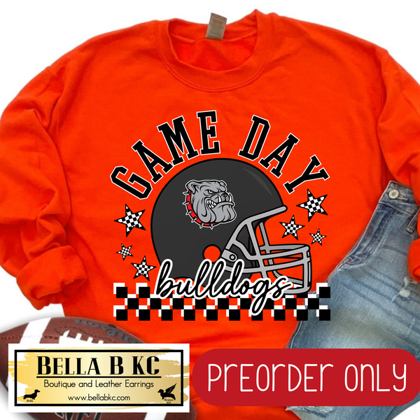 **PREORDER ONLY** Bulldogs Game Day Checkered Mascot V2 Tee or Sweatshirt - 1 Week Turn Around from Date of Order