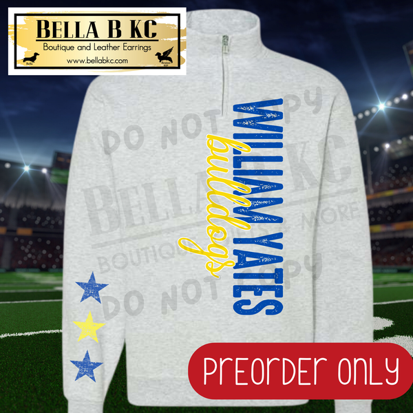 **PREORDER ONLY** William Yates Bulldogs Vertical Mascot Quarter Zip or Sweatshirt - 1 Week Turn Around from Date of Order