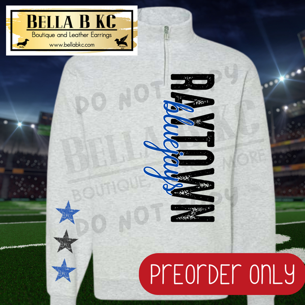 **PREORDER ONLY** Raytown Bluejays Vertical Mascot Quarter Zip or Sweatshirt - 1 Week Turn Around from Date of Order
