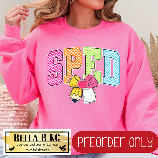 **PREORDER ONLY** SPED Neon Checkered - Tee or Sweatshirt - 1 Week Turn Around from Date of Order