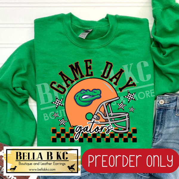 **PREORDER ONLY** Gators Game Day Checkered Mascot Tee or Sweatshirt - 1 Week Turn Around from Date of Order