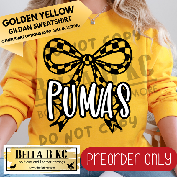 **PREORDER ONLY** Pumas Checkered Coquette Bow - Tee or Sweatshirt - 1 Week Turn Around from Date of Order