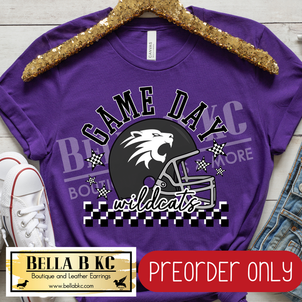 **PREORDER ONLY** Wildcats Game Day Checkered Mascot Tee or Sweatshirt - 1 Week Turn Around from Date of Order