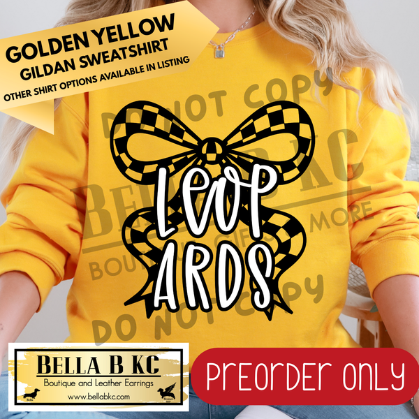 **PREORDER ONLY** Leopards Checkered Coquette Bow - Tee or Sweatshirt - 1 Week Turn Around from Date of Order