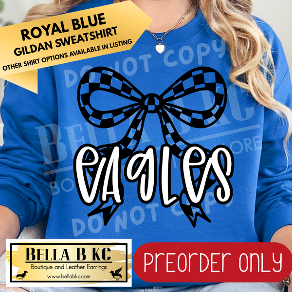 **PREORDER ONLY** Eagles V2 Checkered Coquette Bow - Tee or Sweatshirt - 1 Week Turn Around from Date of Order