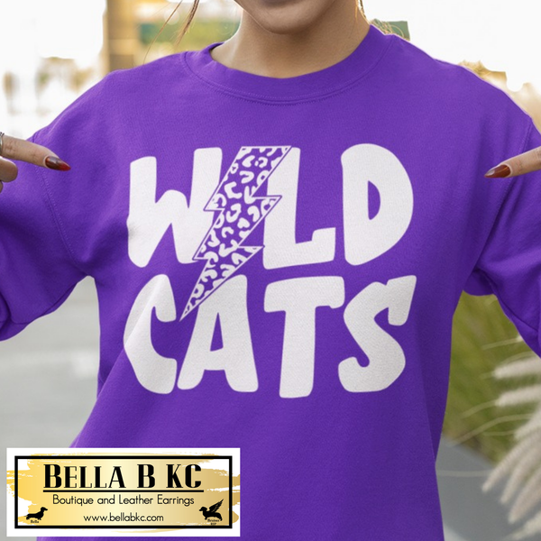 Wildcats Leopard Bolt - White Print - Tee or Sweatshirt