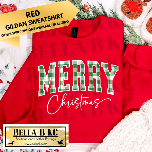 Christmas - Merry Christmas Green Plaid - Multiple Shirt Options