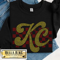 Kansas City Football Checkered KC - Metallic Holographic Spangle Tee or Sweatshirt