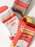 Kansas City Socks - White with Red & Yellow