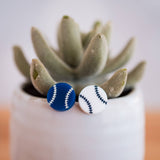 Kansas City Baseball Blue & White Baseball Studs