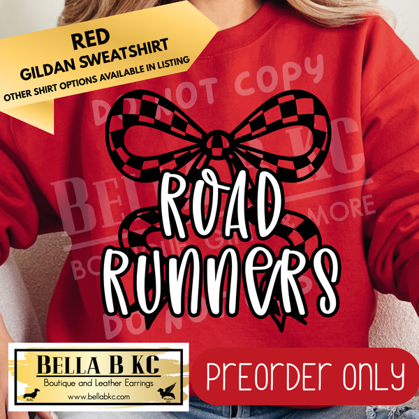 **PREORDER ONLY** Roadrunners Checkered Coquette Bow - Tee or Sweatshirt - 1 Week Turn Around from Date of Order